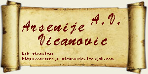 Arsenije Vicanović vizit kartica